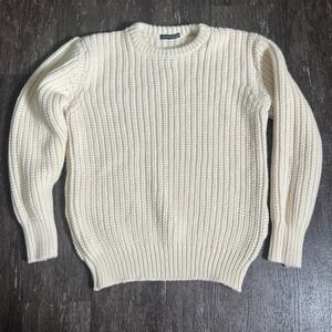 Brandy Melville Knit Wool Blend Sweater Cream Ribbed Long Sleeve Warm Layering‎